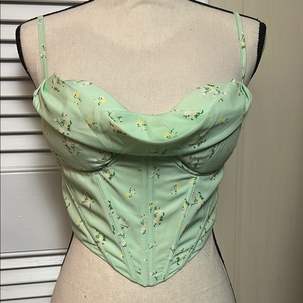 Floral Green Corset Top